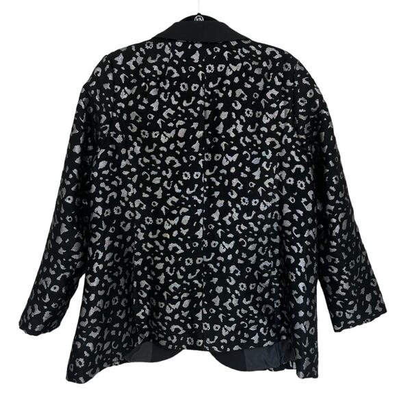 Eloquii Silver Brocade Leopard Print Blazer - Size 16 - Picture 5 of 8
